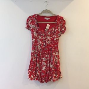 Red floral button dress❤️